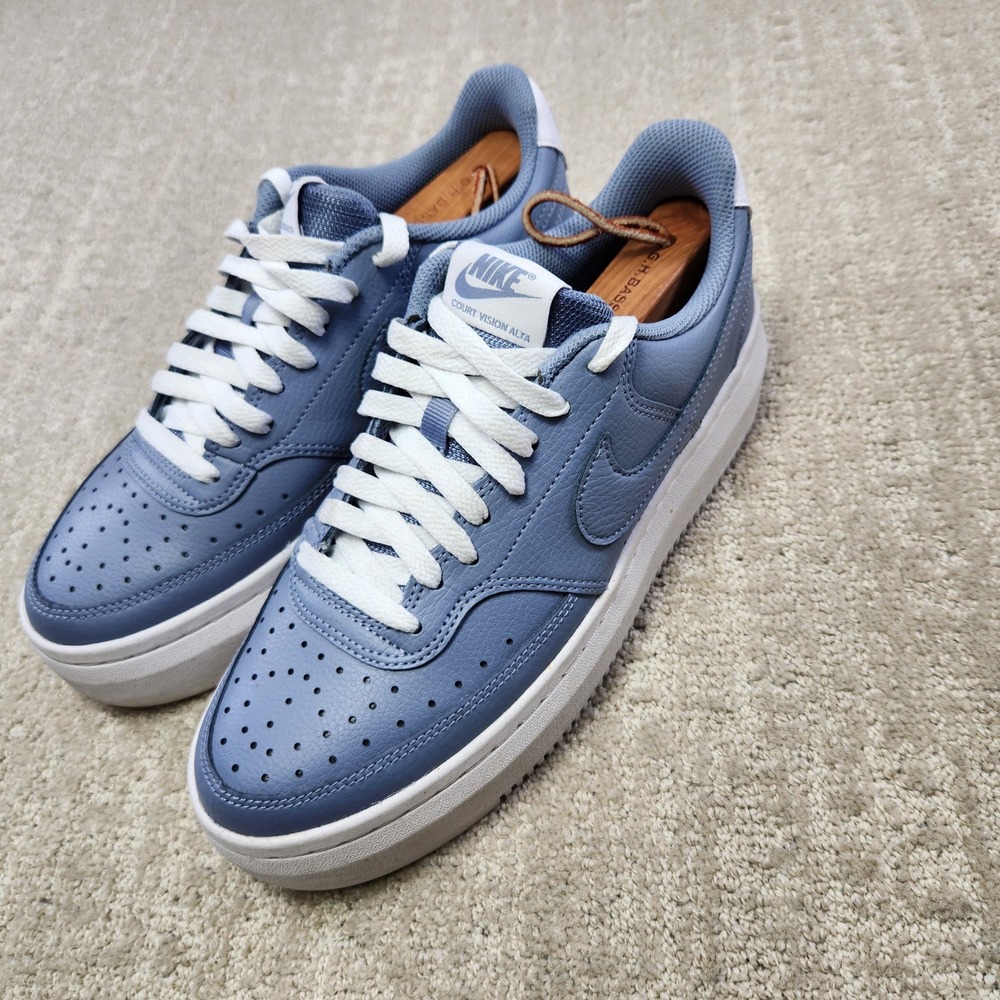 Nike Court Vision Alta Womens 10 Platform Sneakers Ashen Slate‎ Blue DM0113-400